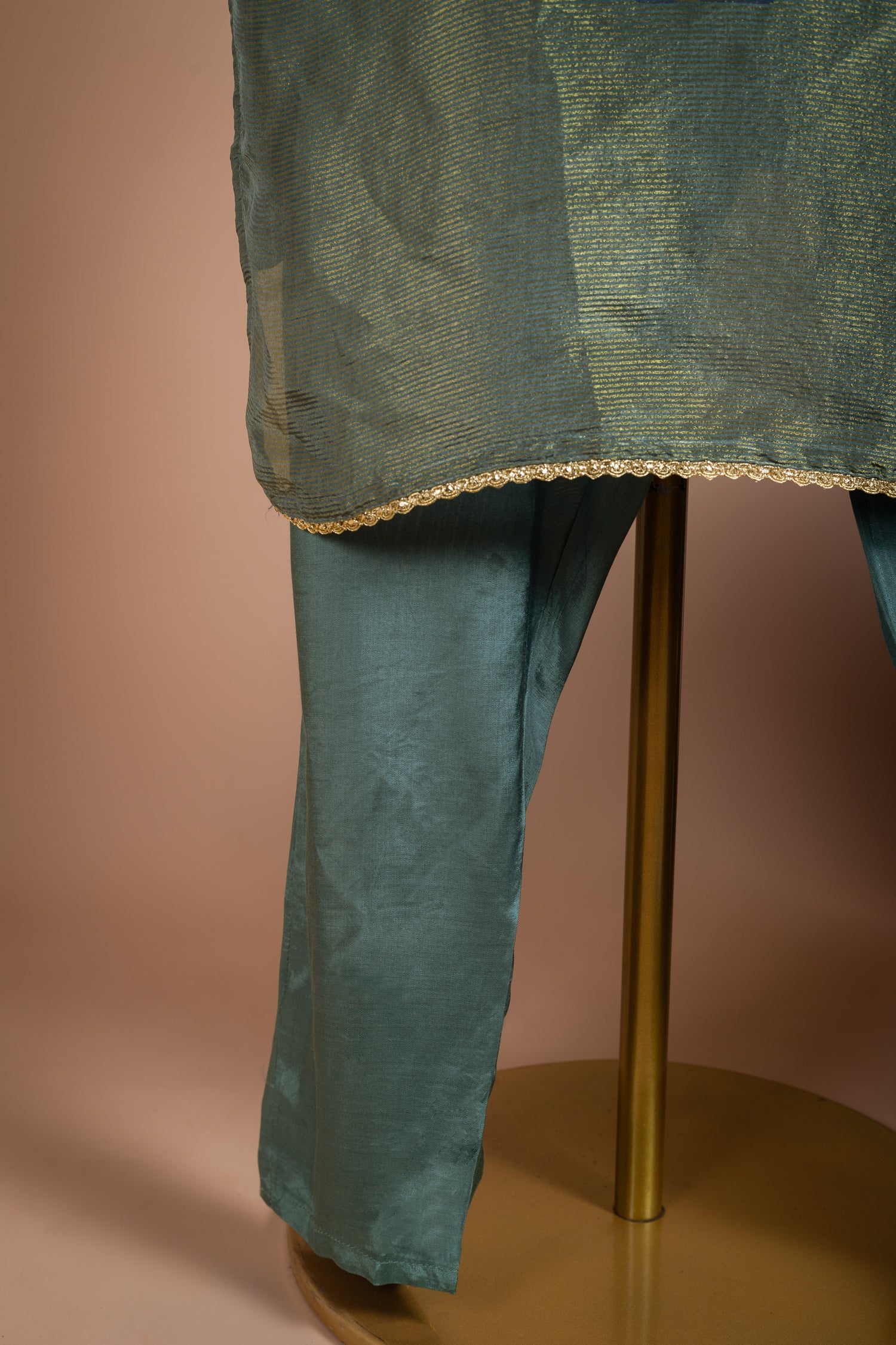 Afreen Ivory green Soft Shimmer Silk Suit Set