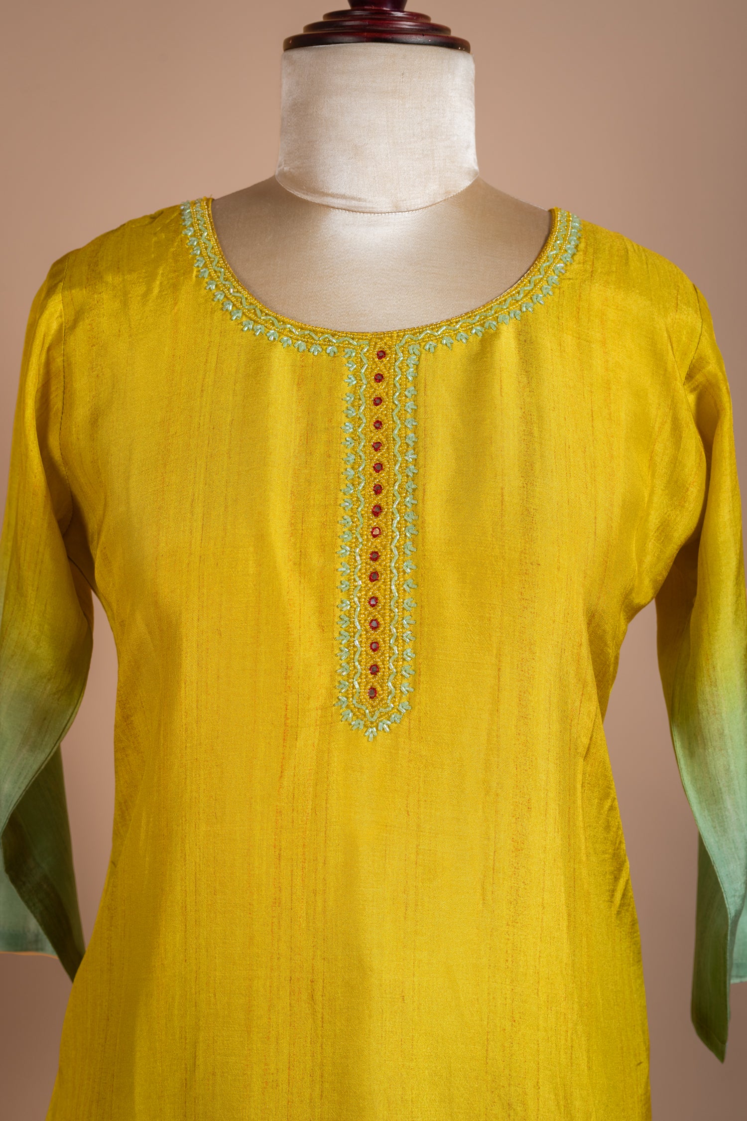 Anokhi Yellow Ombre Silk Blend Suit Set