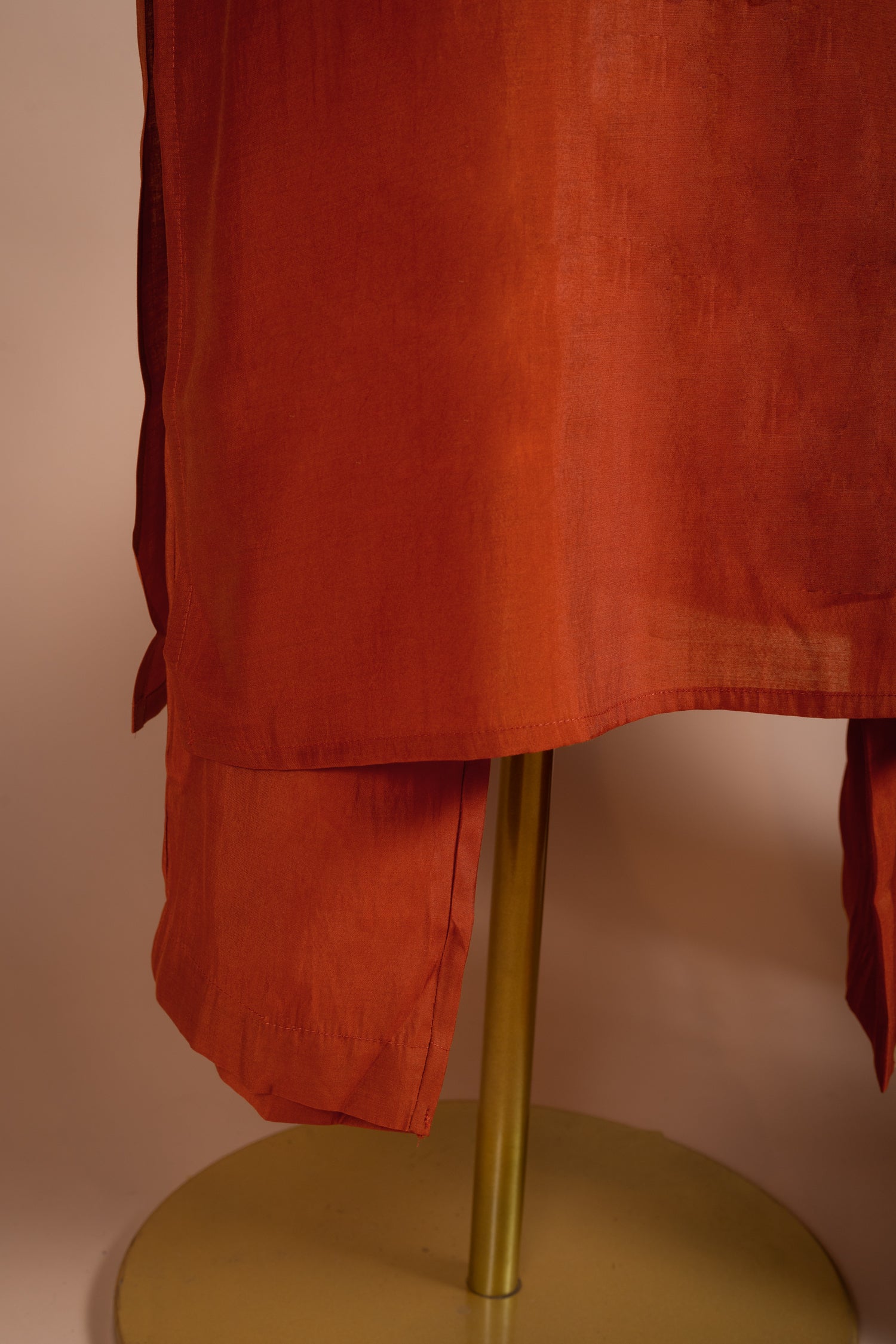 Afreen Muslin Rust Orange Readymade Suit Set