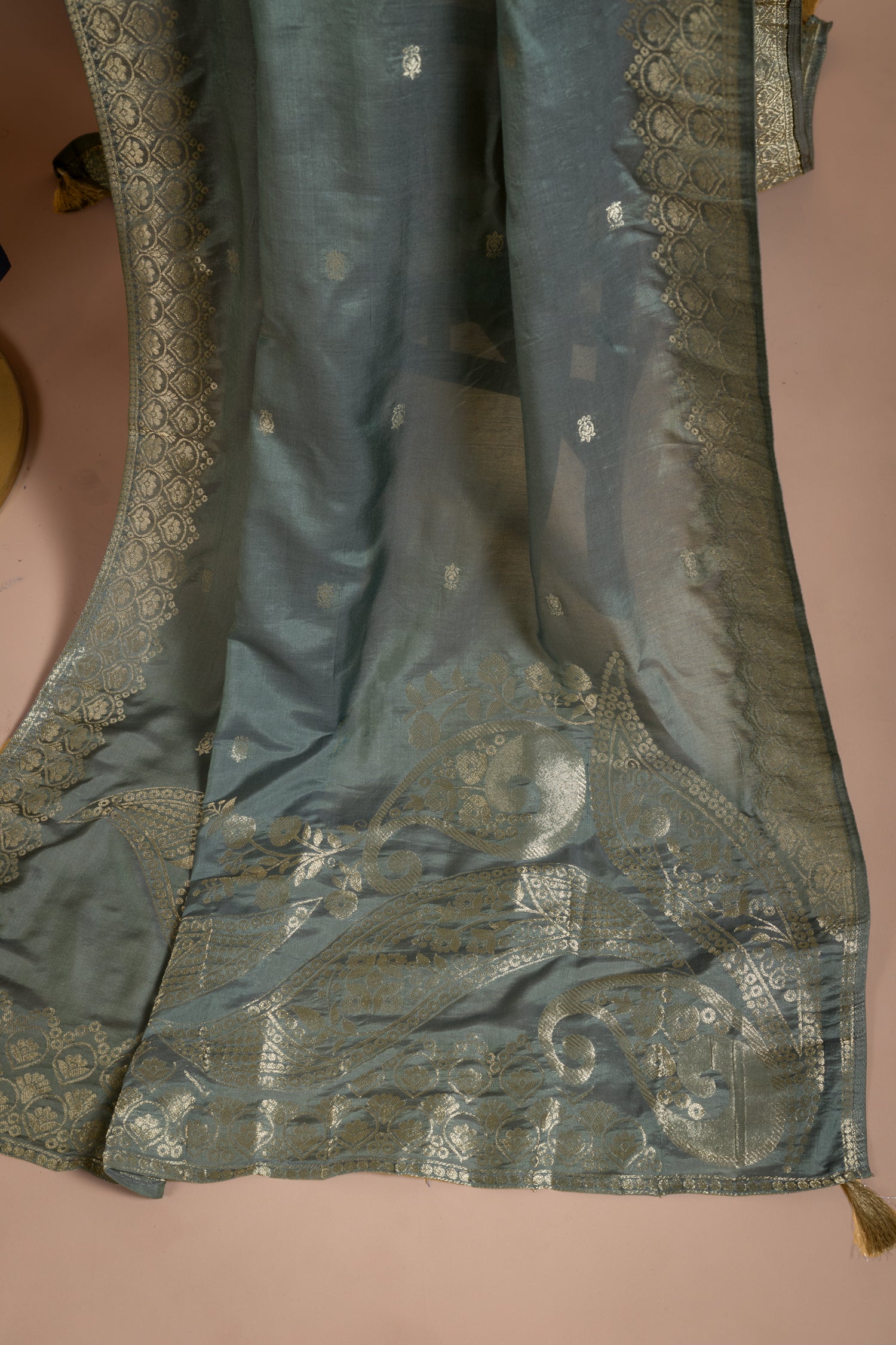 Afreen Soft Shimmer Silk Grey Readymade Suit Set