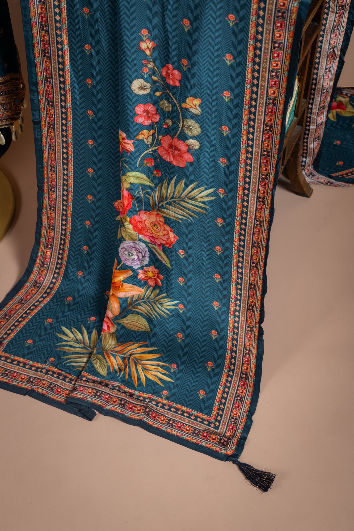 Afreen Blue Printed Muslin Suit Set