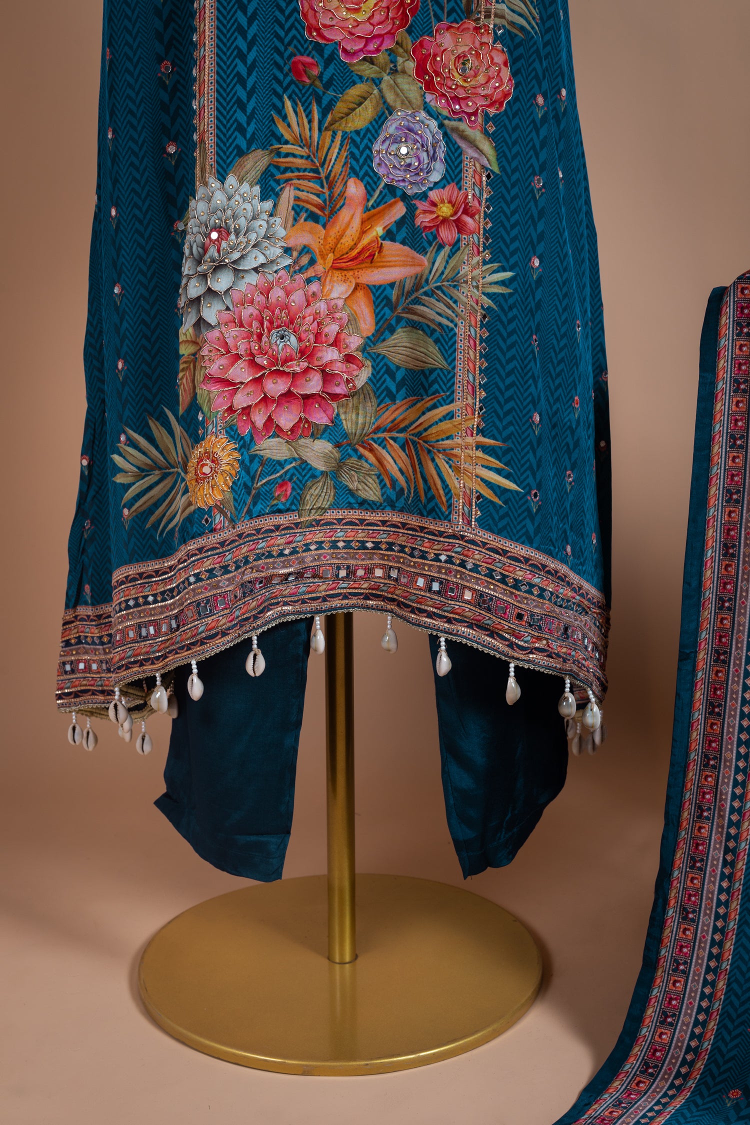 Afreen Blue Printed Muslin Suit Set