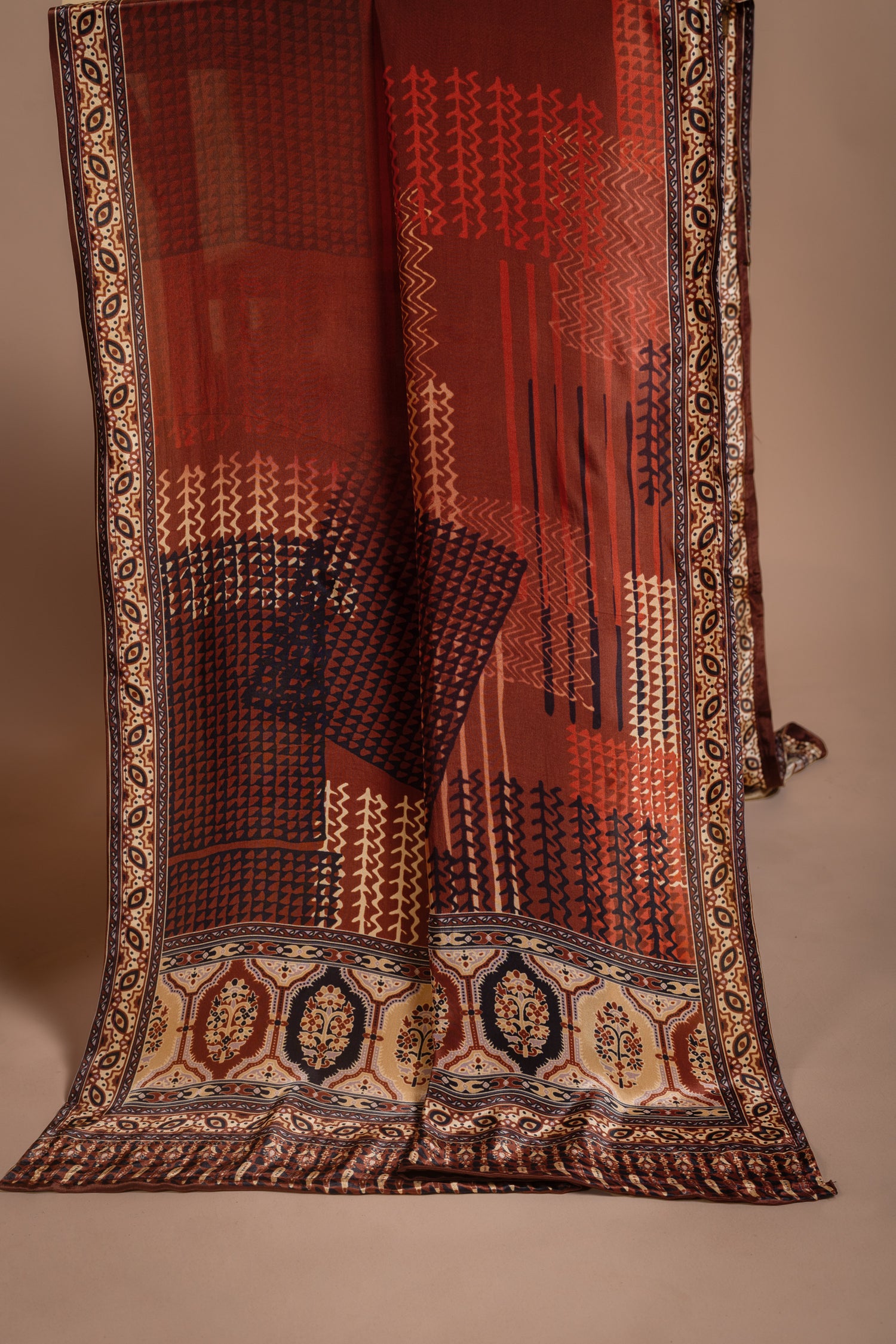 Afreen Brown Soft Crepe Silk Blend Set