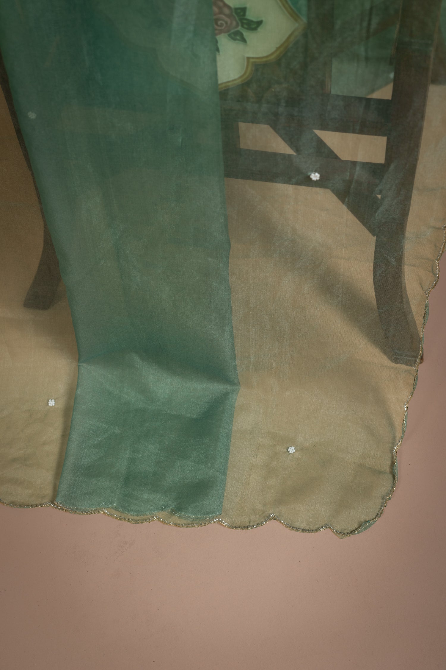 Luxe Sage Green Shimmer Silk Blend Readymade Set