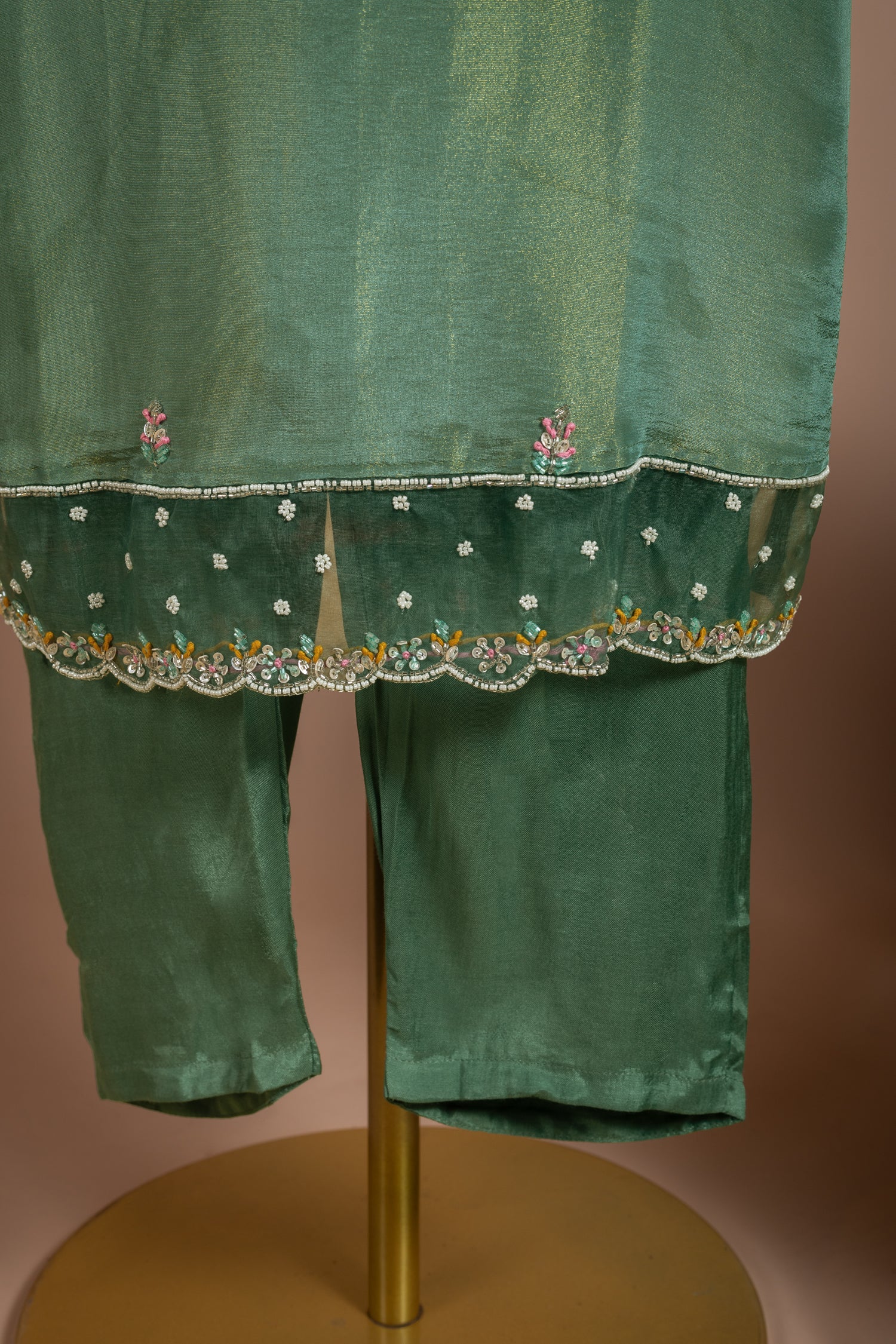 Luxe Sage Green Shimmer Silk Blend Readymade Set