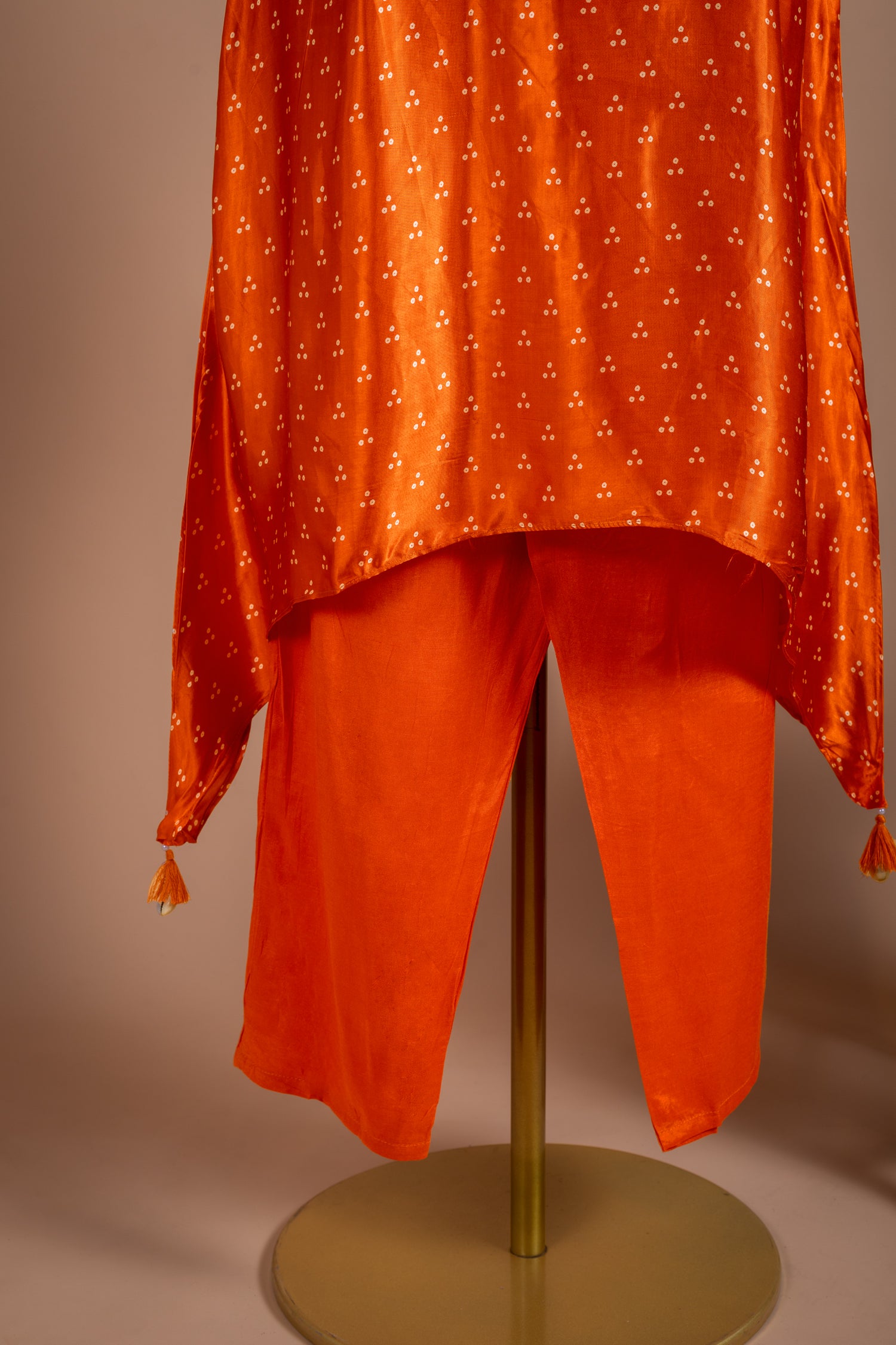 Luxe Orange and White Satin Silk Set