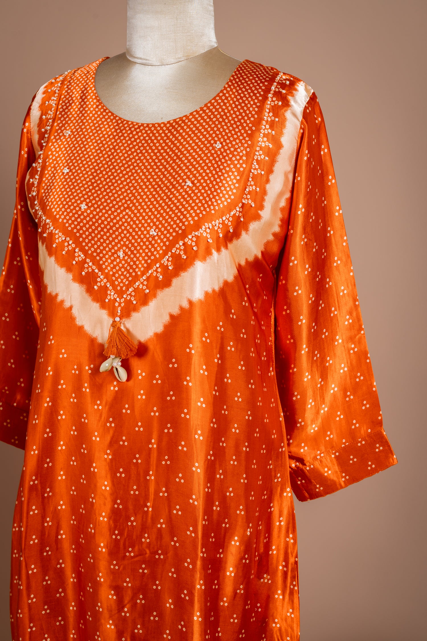 Luxe Orange and White Satin Silk Set