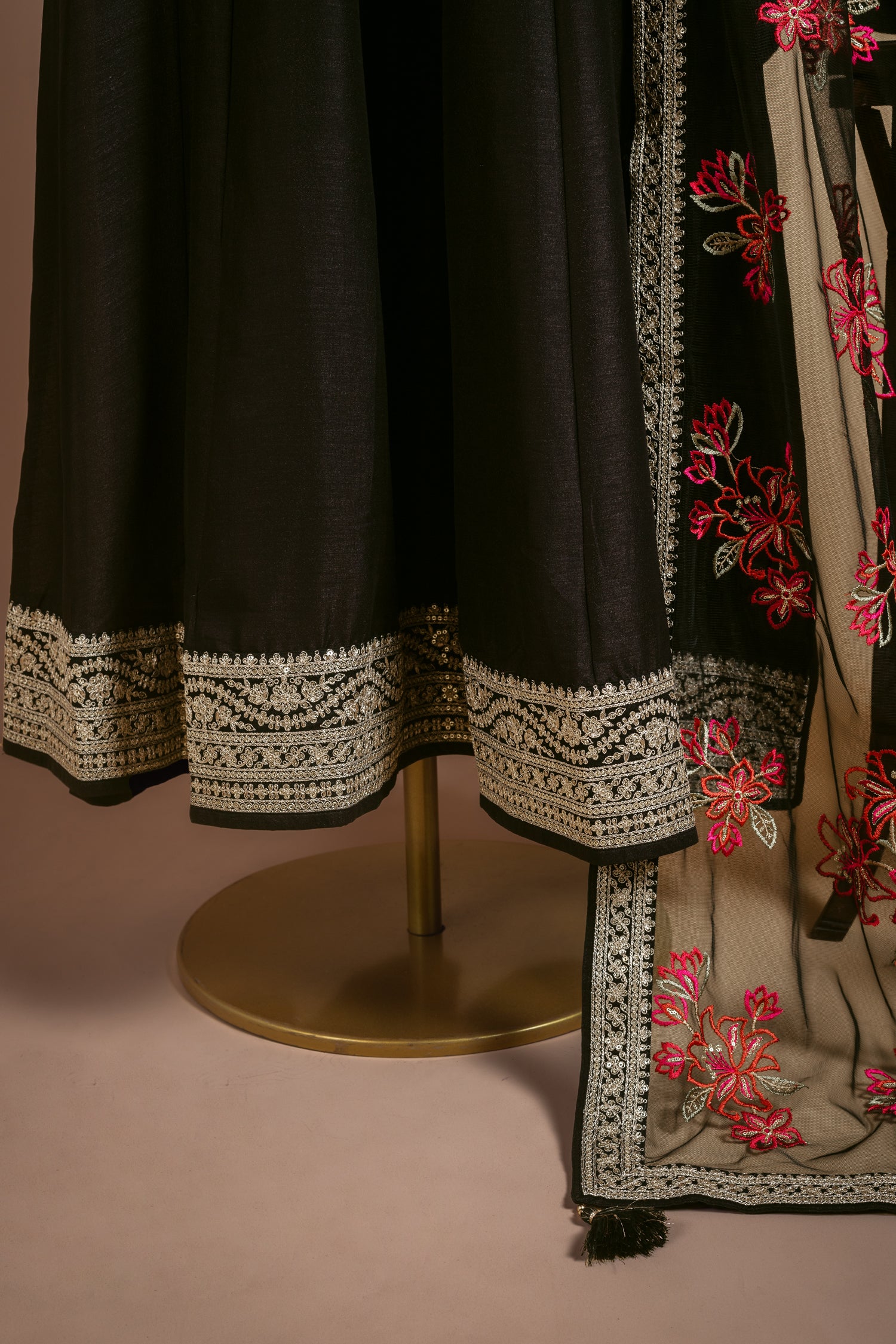 Afreen Black Silk Blend Anarkali Readymade