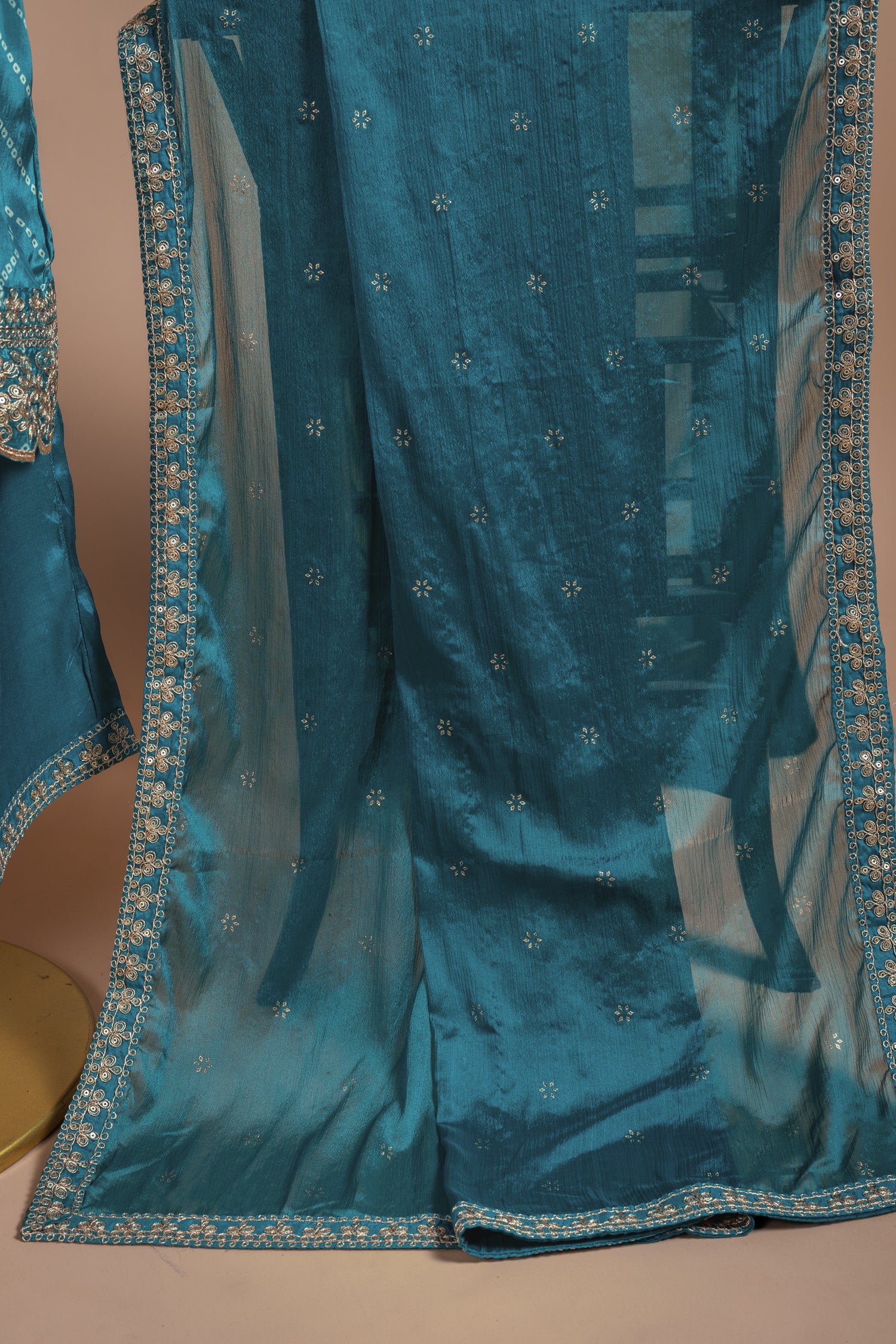Luxe Blue Soft Shimmer Silk Readymade Suit Set