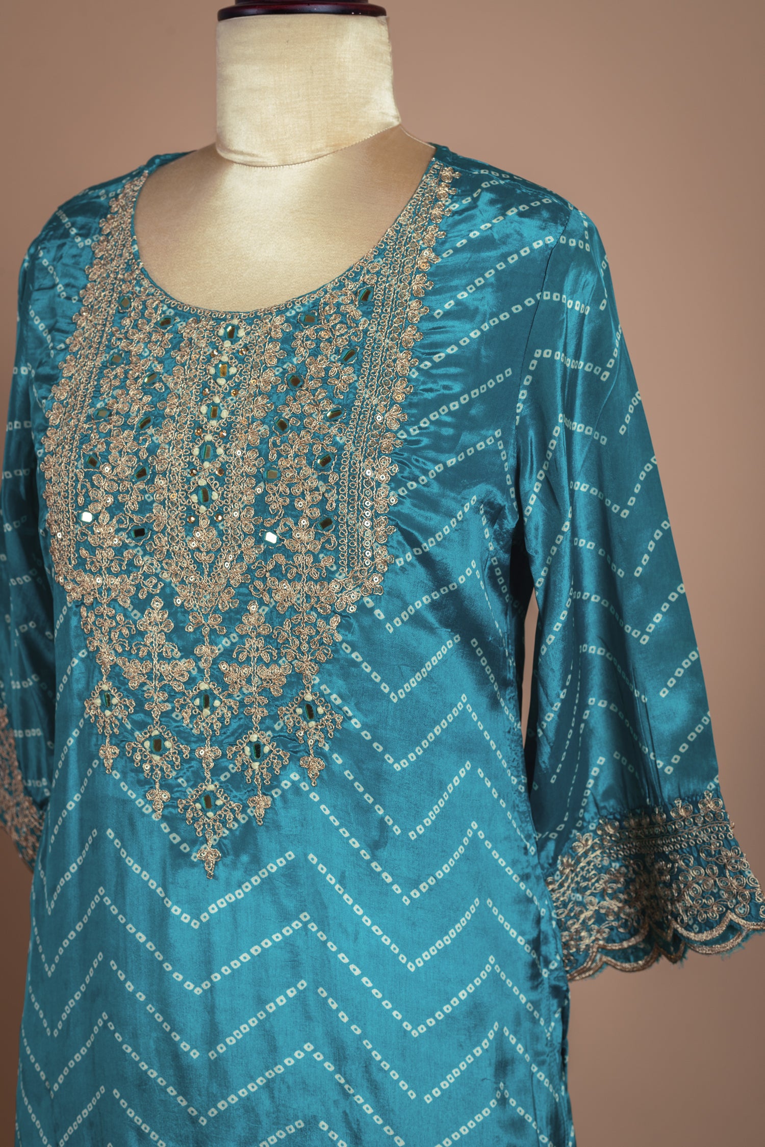 Luxe Blue Soft Shimmer Silk Readymade Suit Set