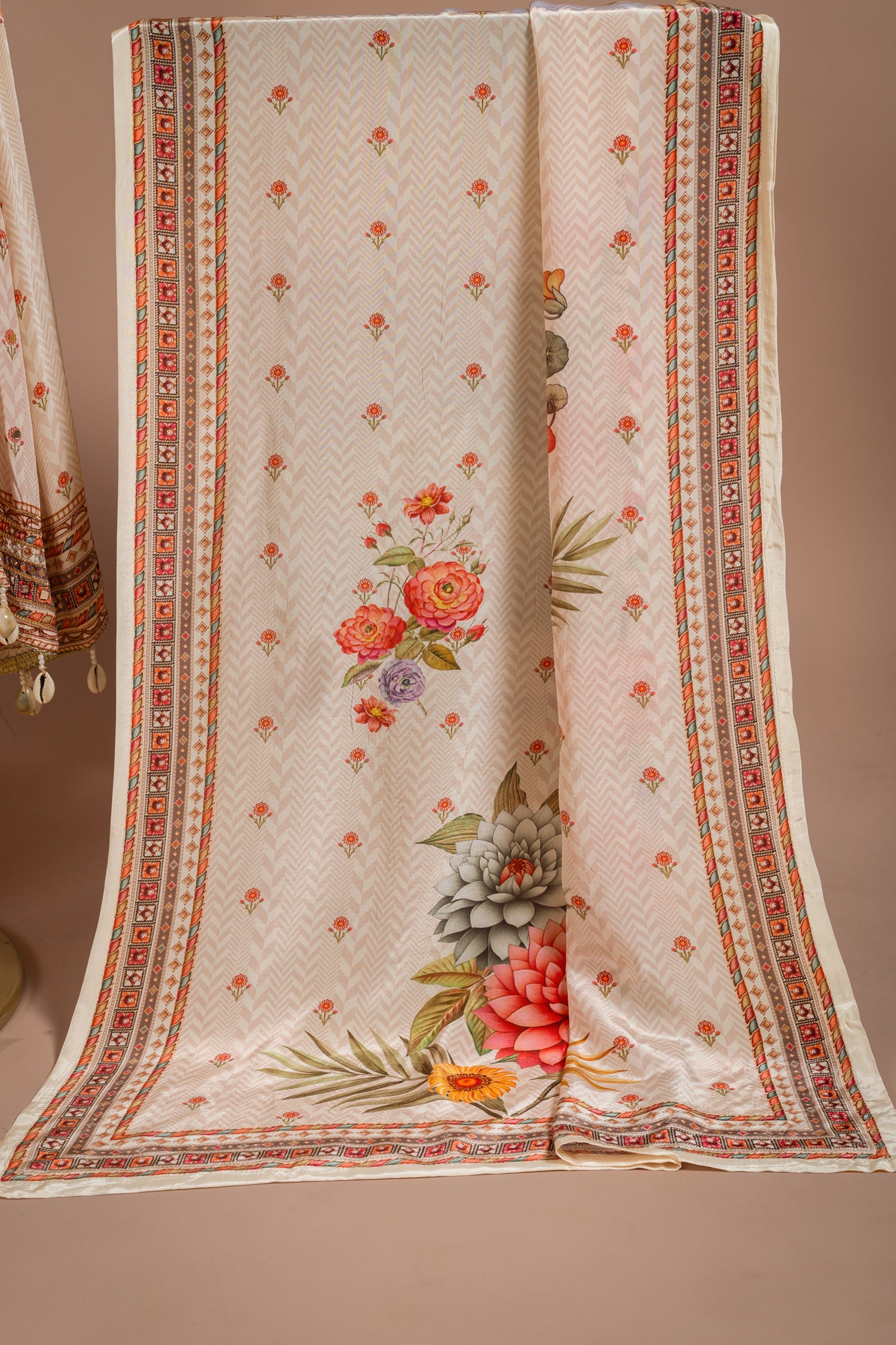 Afreen Ivory Printed Muslin Suit Set