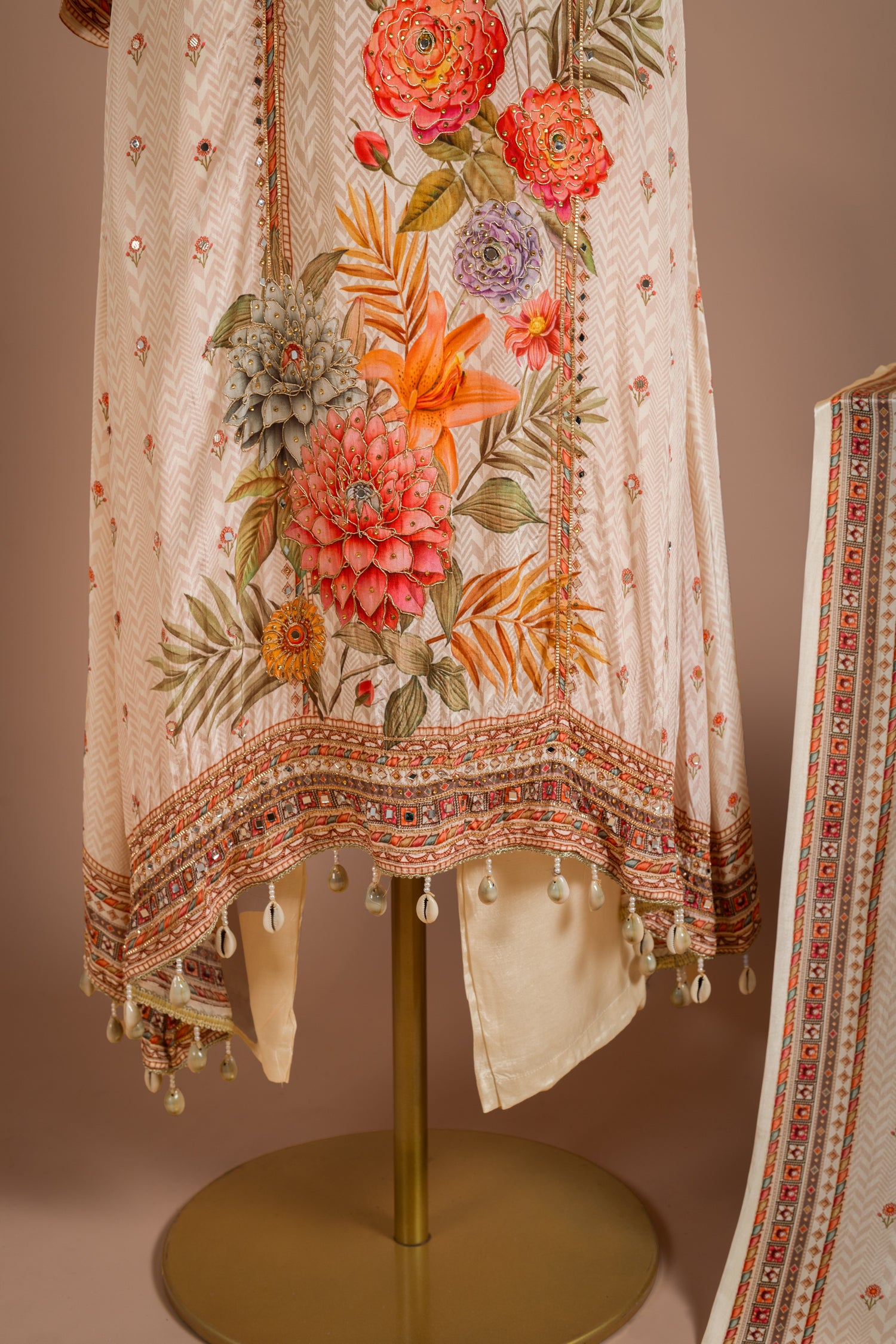 Afreen Ivory Printed Muslin Suit Set