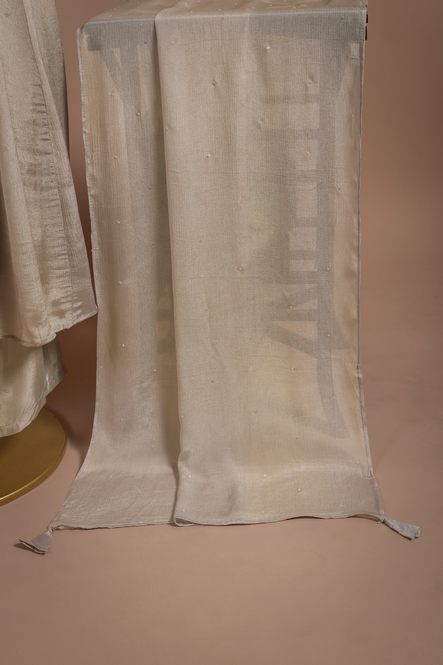 Afreen Almond Pink Chinnon Readymade Anarkali Set