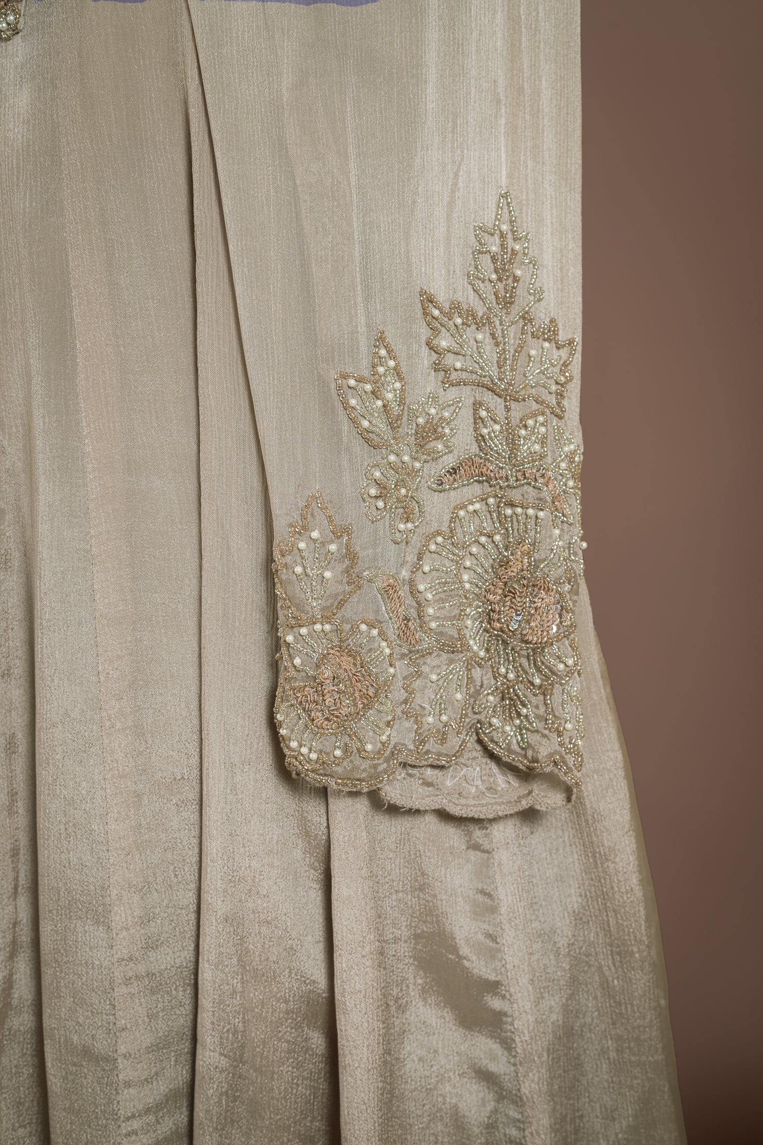 Afreen Almond Pink Chinnon Readymade Anarkali Set