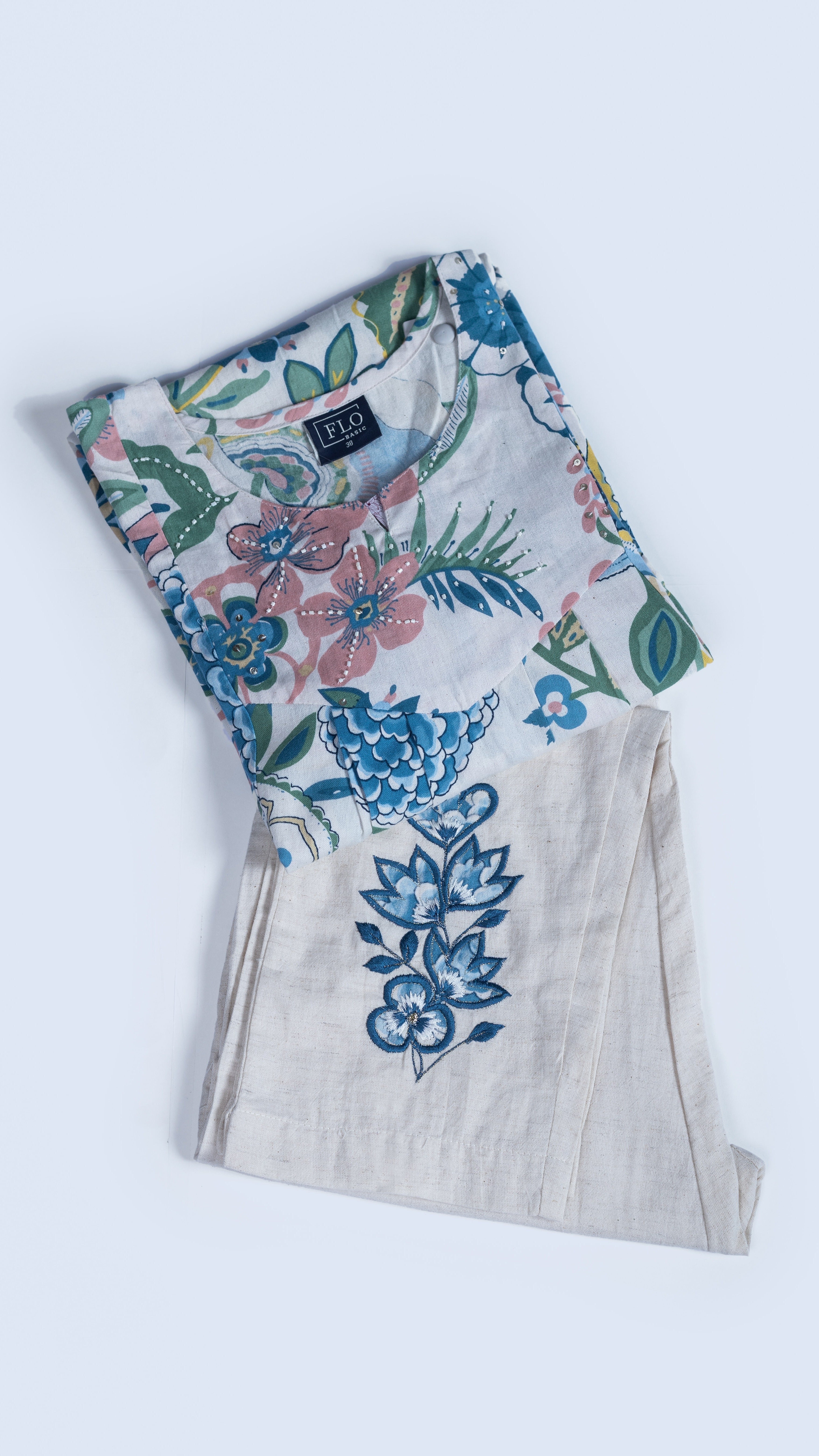 Linen Floral Cotton  Co-ord Set