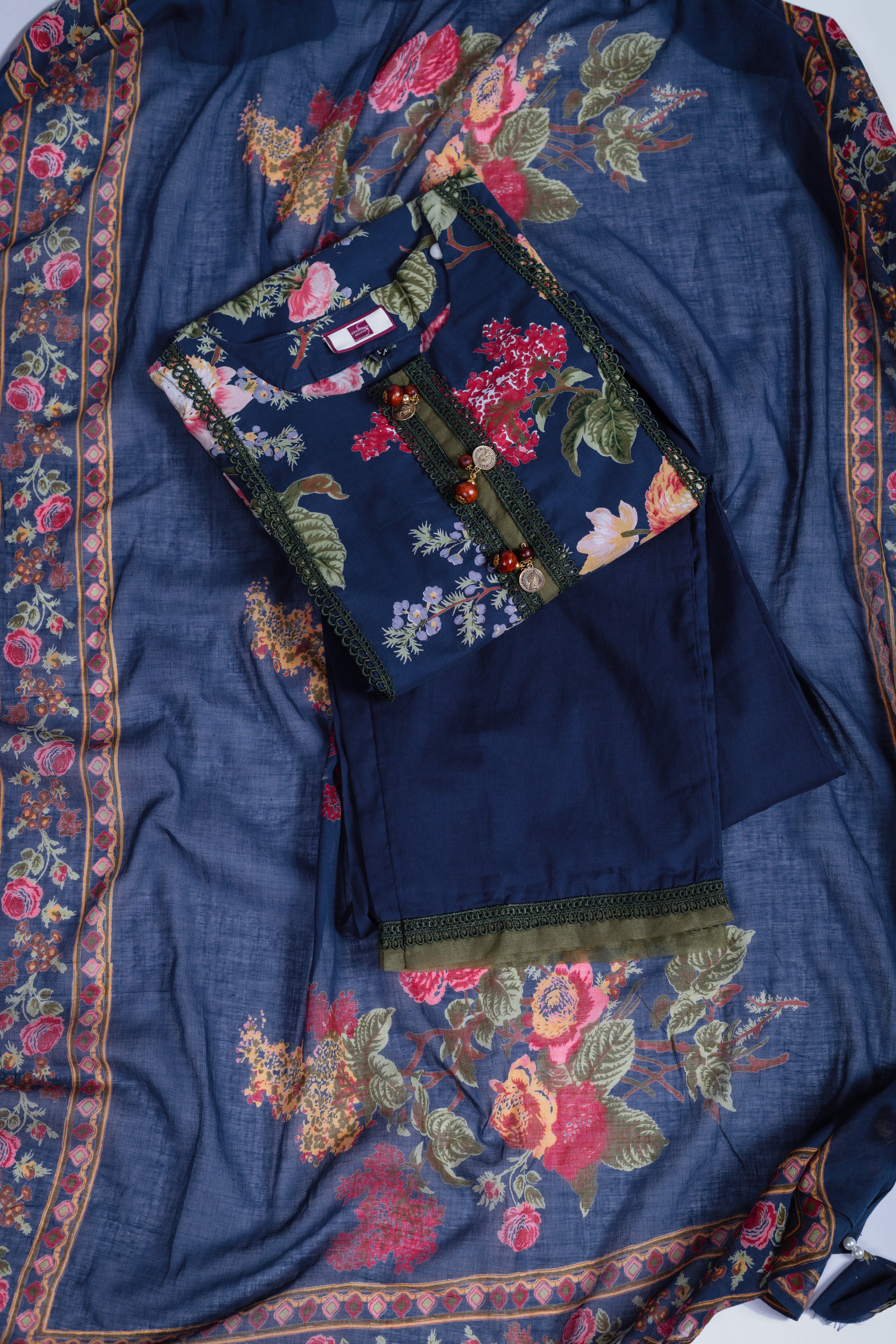 Afreem Blue Floral print  Suit set