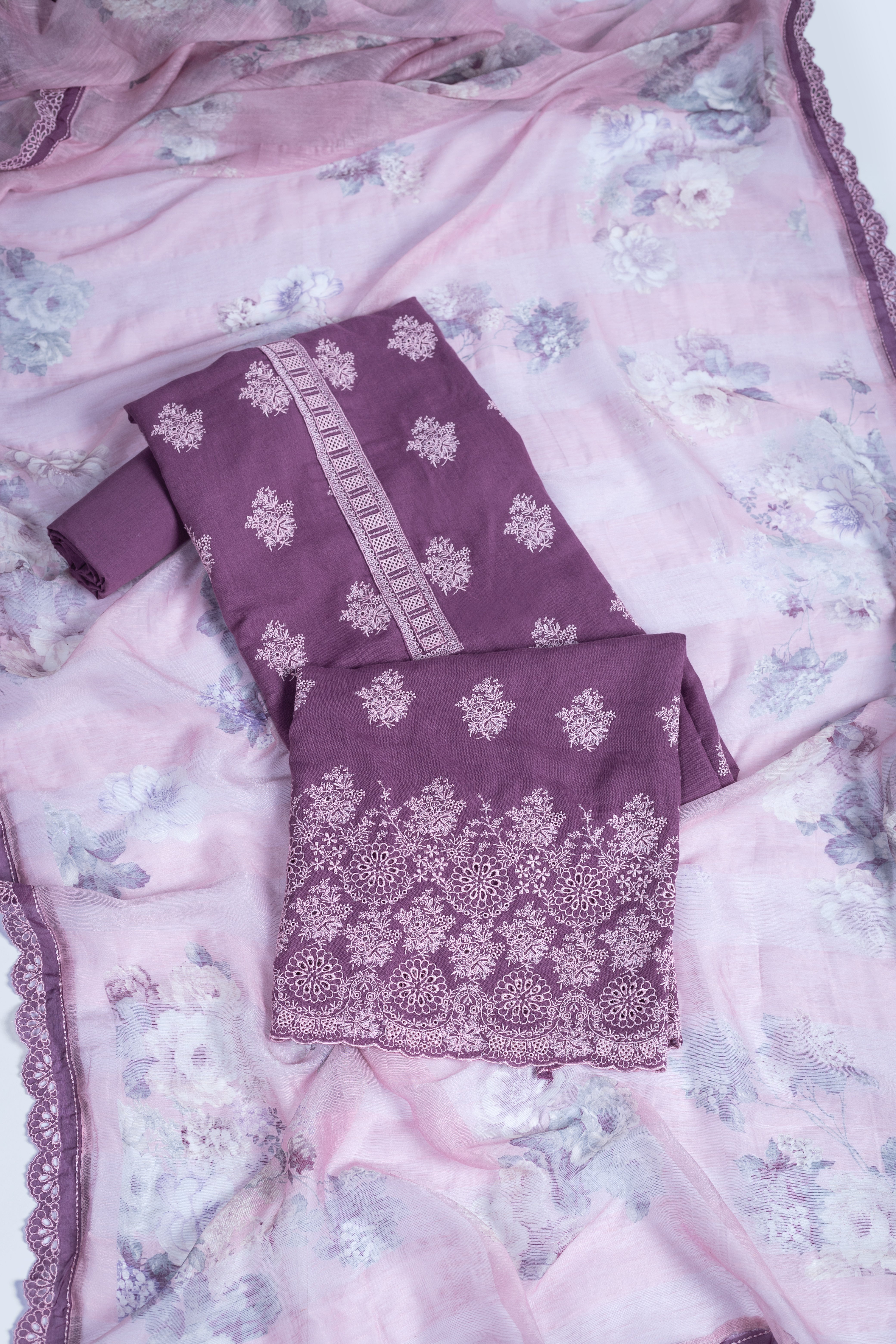Anokhi Cotton Linen Suit Set - Purple