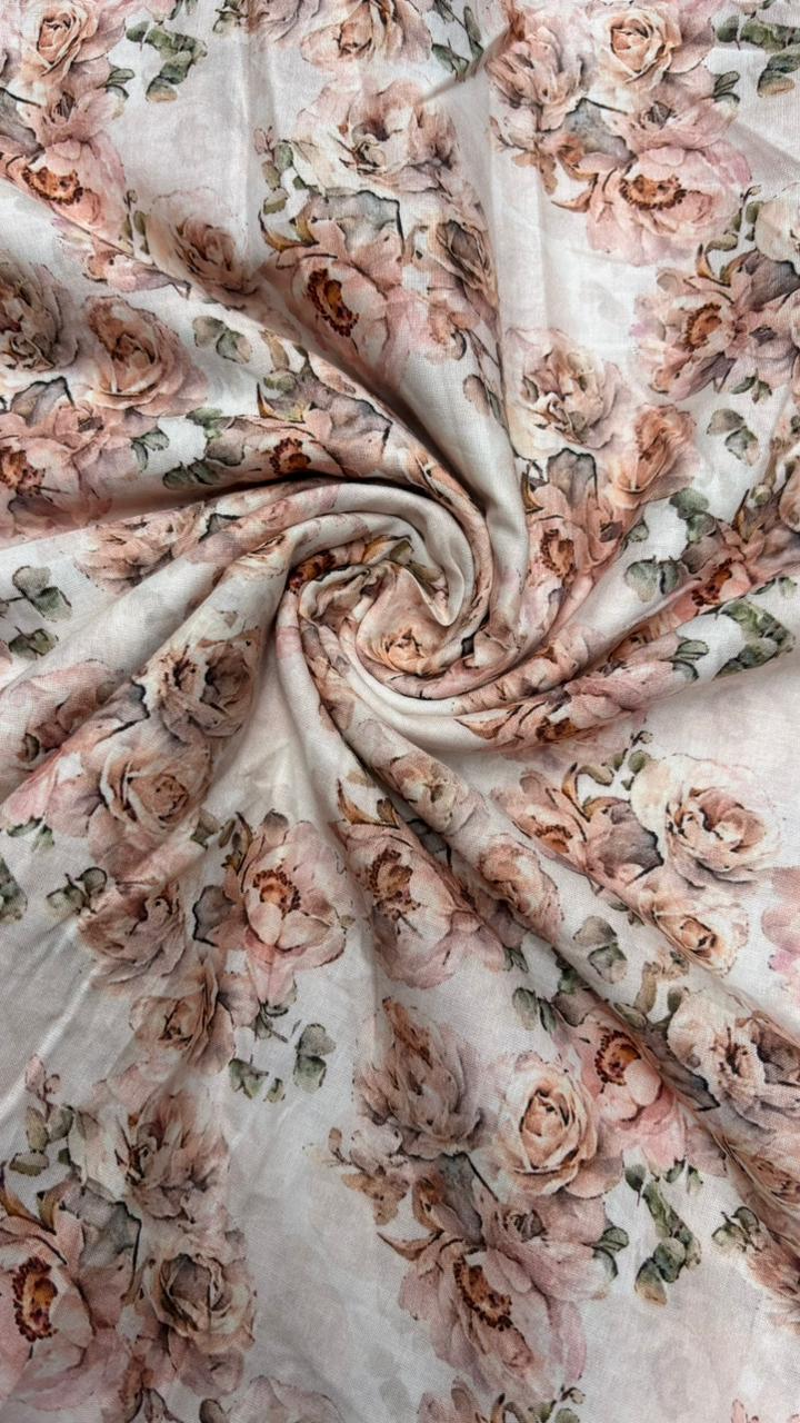 Ivory Floral Cotton Fabric Sterling House