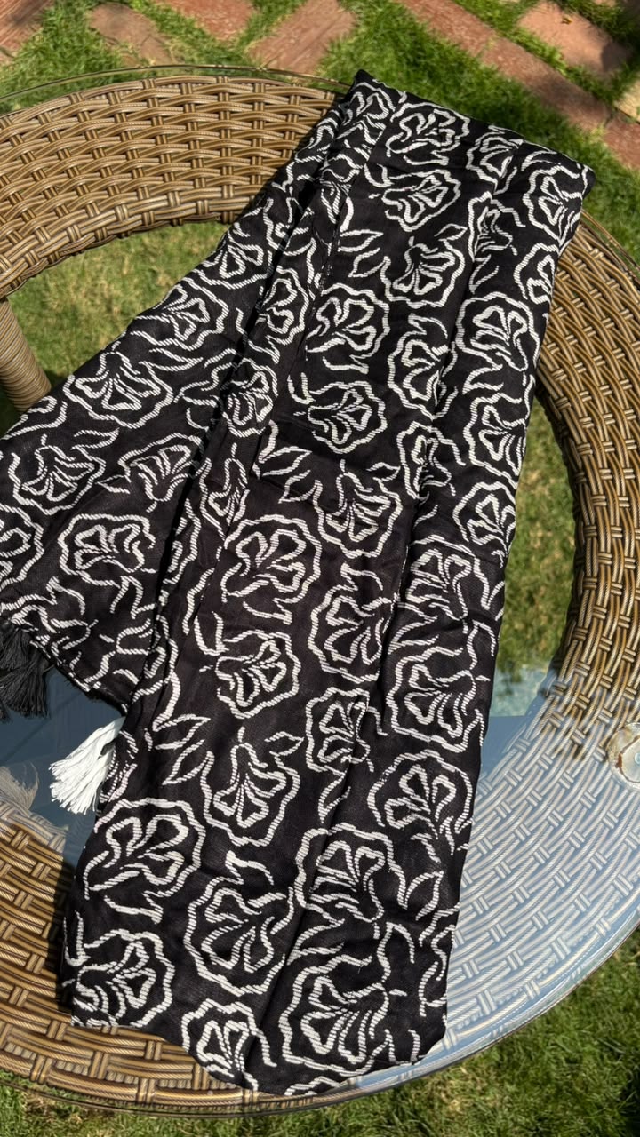 Black Printed Cotton Dupatta Sterling House