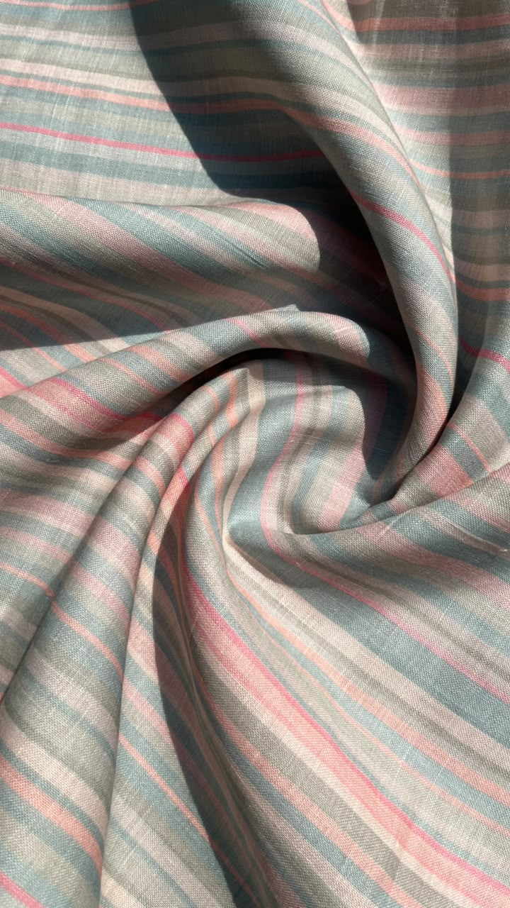 Pastel Striped Linen Fabric
