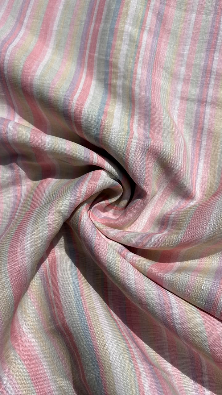 Pastel Multi-Striped Linen Fabric