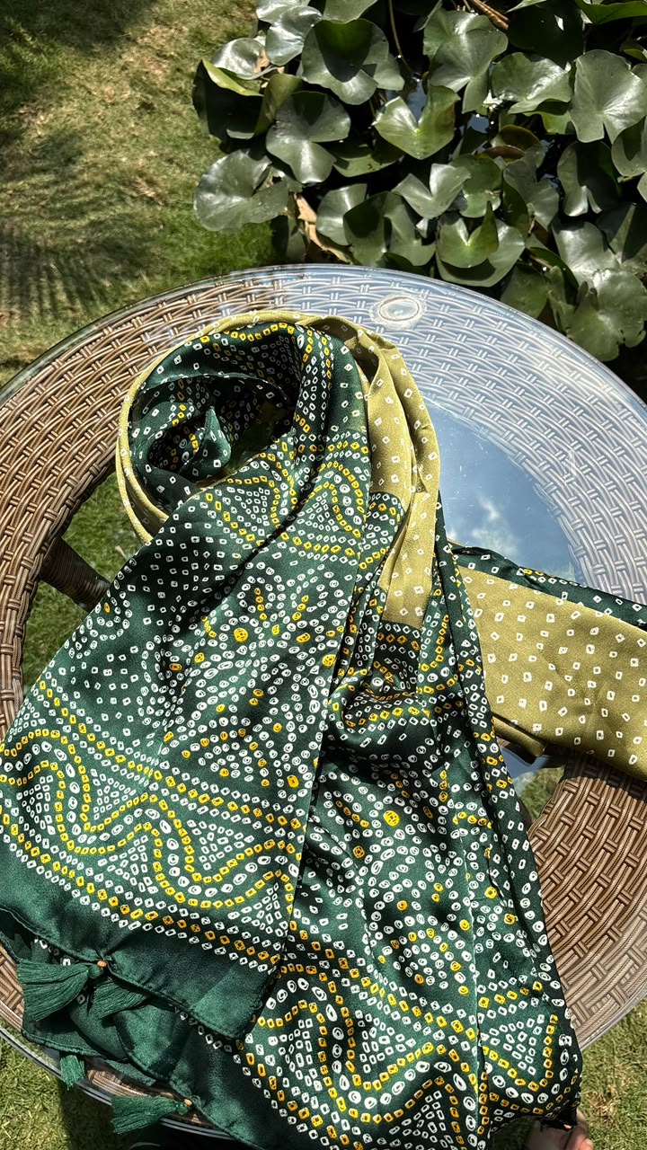 Green & Olive Bandhani Modal Dupatta