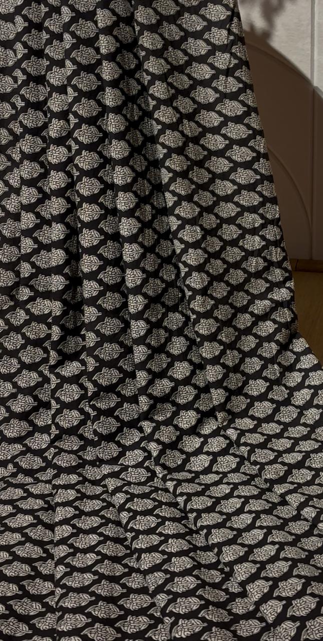 Afreen Organic Printed Black Cotton Fabric Sterling House