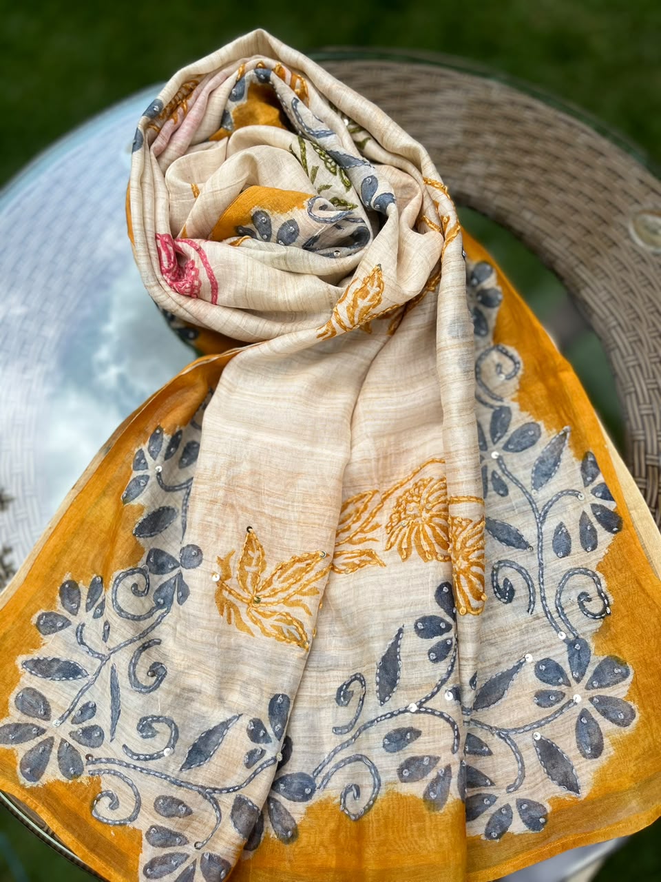 Luxe Chnaderi  Mustard Dupatta Sterling House