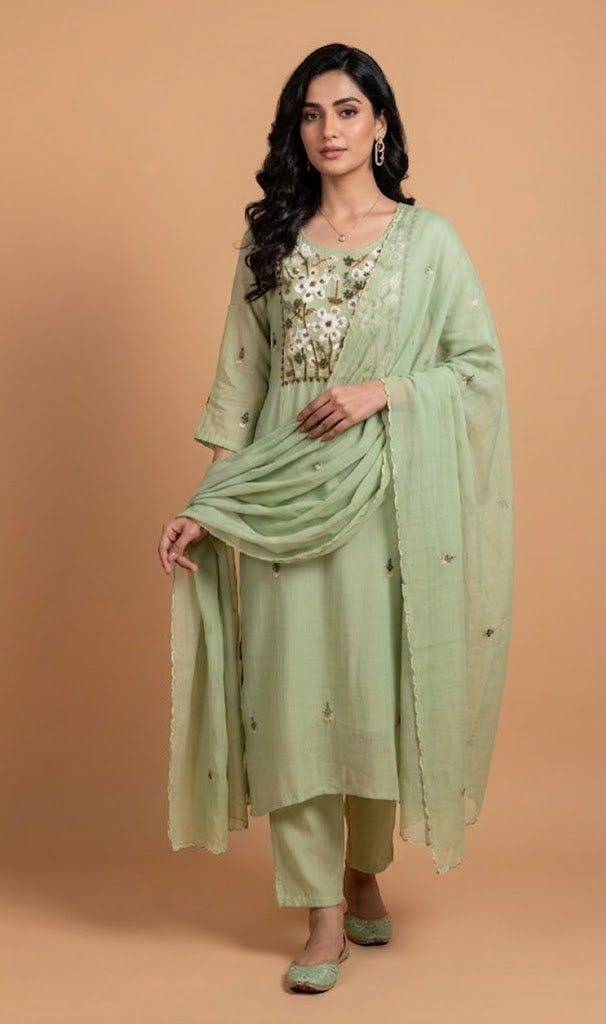 Anokhi Green Cotton Readymade Set