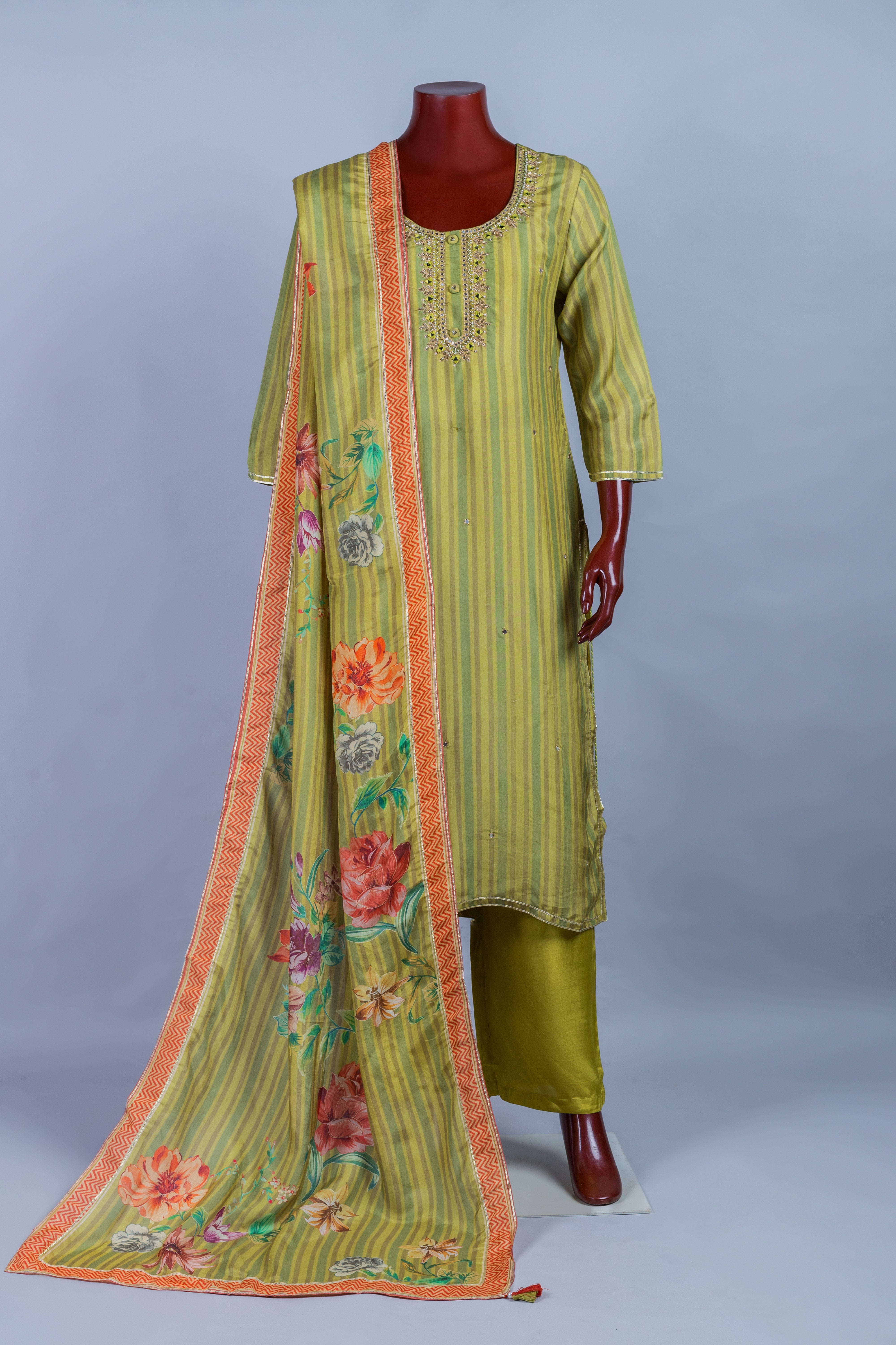 Luxe Green Muslin Suit Set