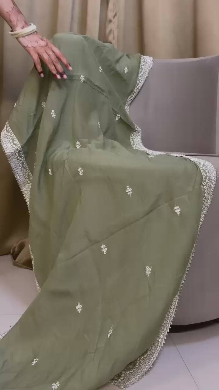 Aleezah in Sage Green Readymade Suit Set